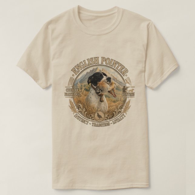 Engelsk Pointer-jakt, Chukarripa T Shirt (Design framsida)