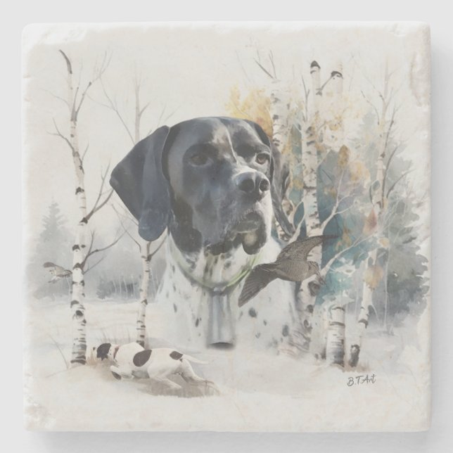 Engelsk Pointer , Morkulla jaktperiod , Konst  Stenunderlägg (Framsidan)