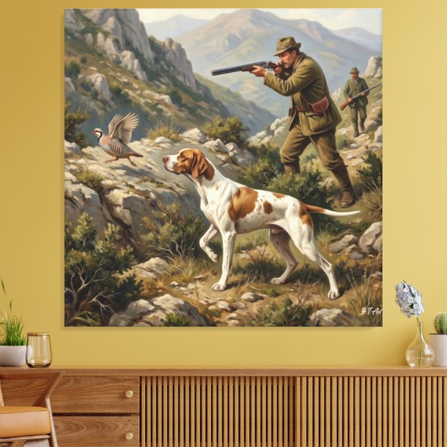 Engelsk Pointer, Rapphönshjakt  Canvastryck (Insitu (Vardagsrum))