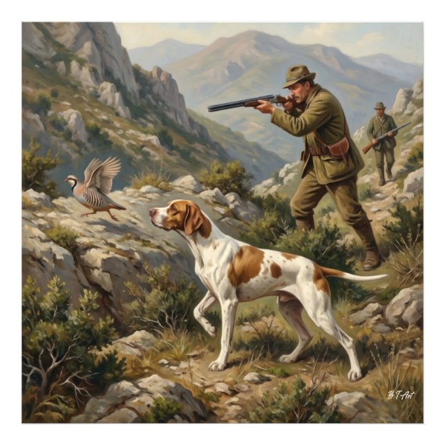 Engelsk Pointer, Rapphönshjakt  Fototryck (Framsidan)