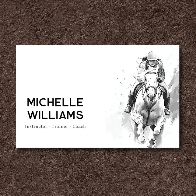 Engelsk ridhäst Ridsport Hoppning Terrängrittning Visitkort (English Riding Horse Equestrian Jumping Eventing Business Card Front)