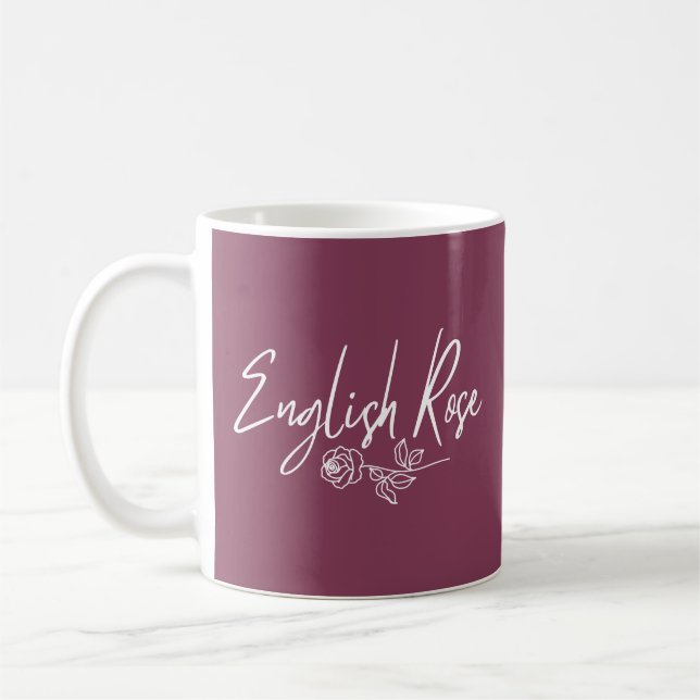 Engelsk Ros TYPOGRAFI HANDSKRIVEN STIL Kaffemugg (Vänster)