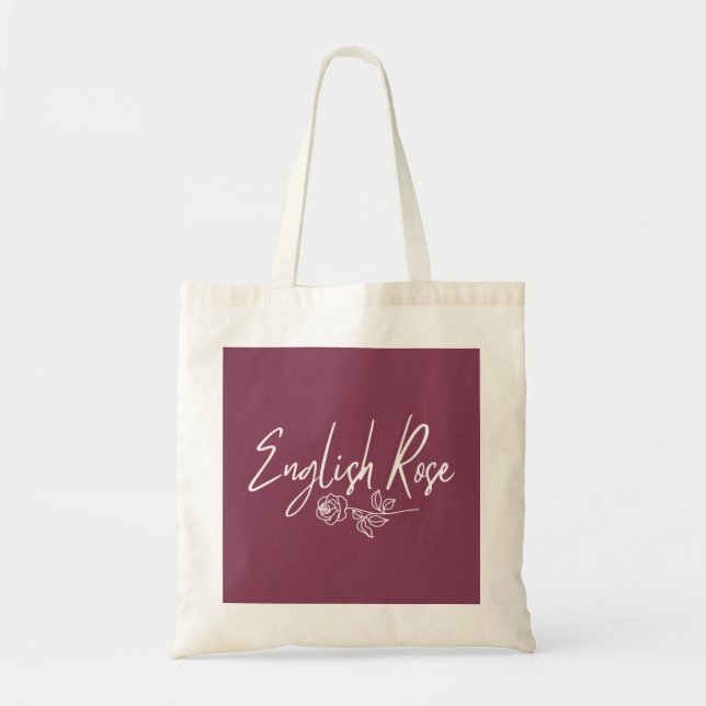 Engelsk Ros TYPOGRAFI HANDSKRIVEN STIL Tygkasse (Framsidan)
