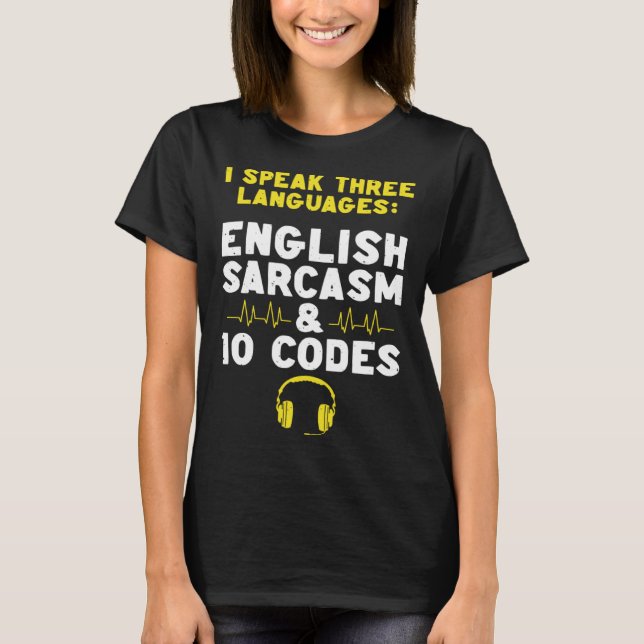 Engelsk Sarcasm 10 Koder Disponent 911 Dis T Shirt (Framsida)