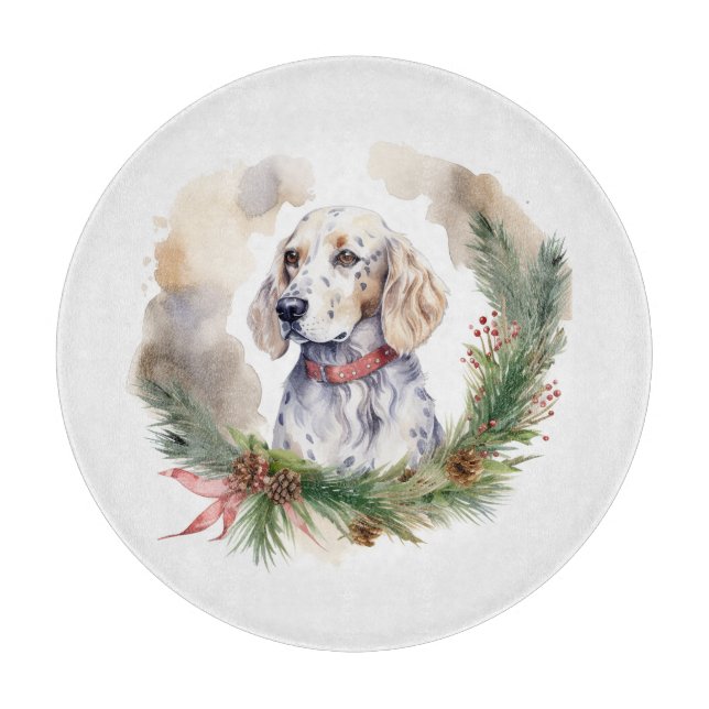 Engelsk setter God Jul-andedräkt Festive Valp (Framsidan)