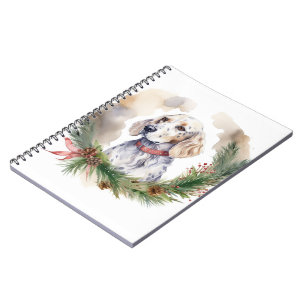 Engelsk setter God Jul-andedräkt Festive Valp Anteckningsbok