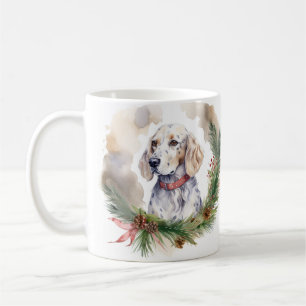 Engelsk setter God Jul-andedräkt Festive Valp Kaffemugg