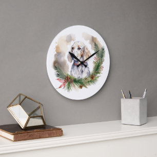 Engelsk setter God Jul-andedräkt Festive Valp Stor Klocka