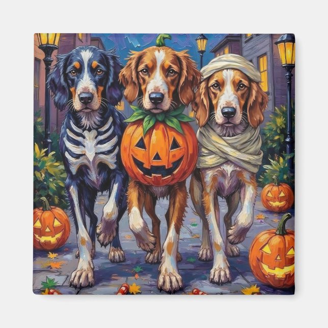 Engelsk Setter Halloween-kostym för trick-or-treat Magnet (Framsidan)