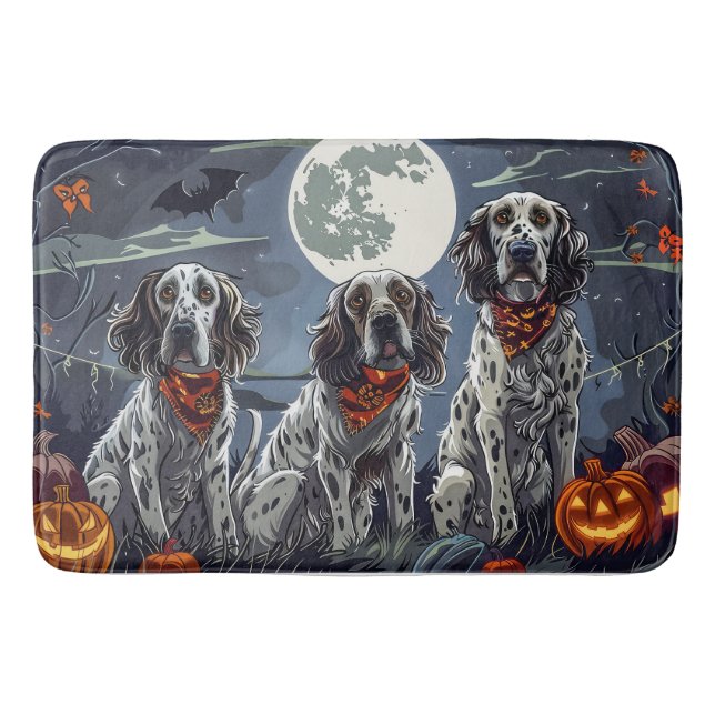 Engelsk Setter Halloween Kuslig Badrumsmatta (Framsidan)