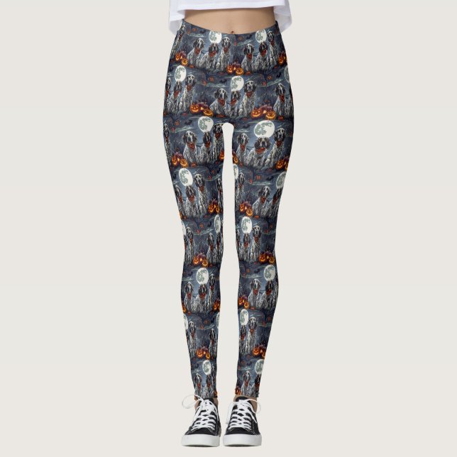 Engelsk Setter Halloween Kuslig Leggings (Framsida)