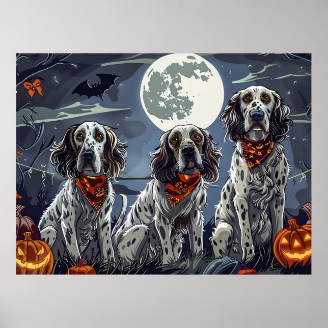 Engelsk setter Halloween-taloky Poster (Framsidan)