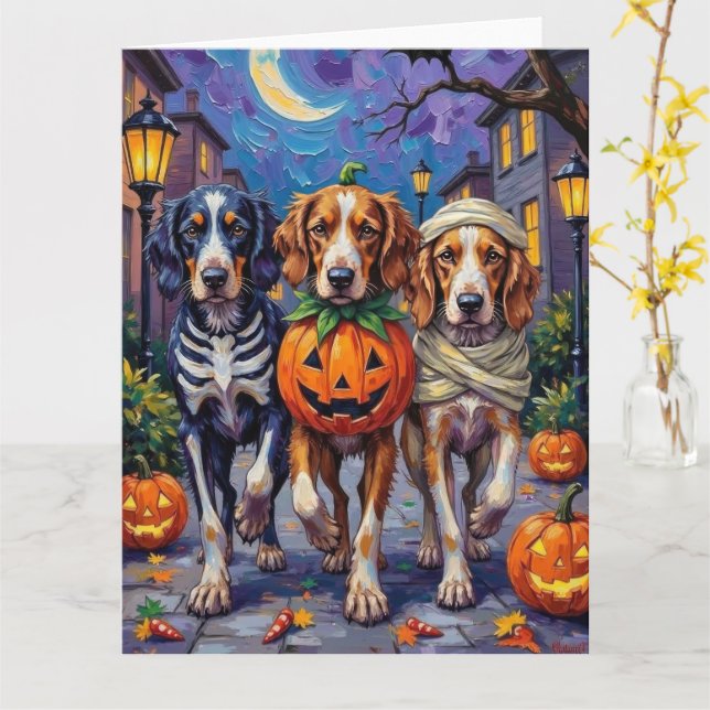 Engelsk Setter Halloweenkostym för trick-or-treat Kort (Gul blomma)