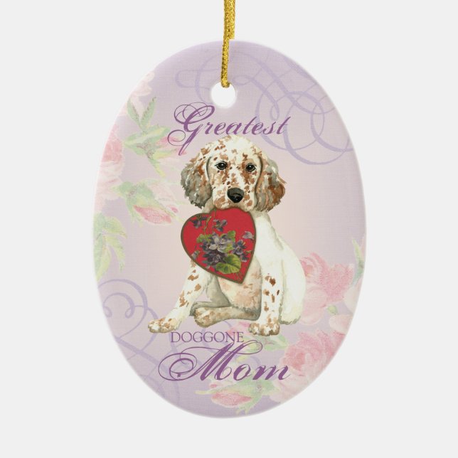 Engelsk setter Heart Mamma Ceramic Ornament (Framsidan)