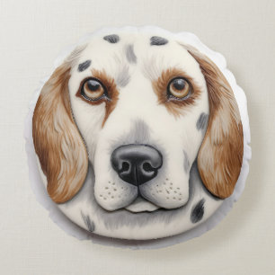 Engelsk Setter Hund 3D Inspirerad Rund Kudde