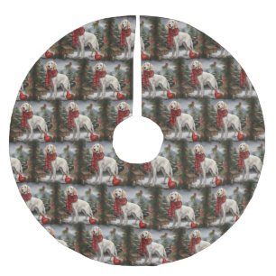 Engelsk Setter Hund i Snö Jul Julgransmatta Borstad Polyester
