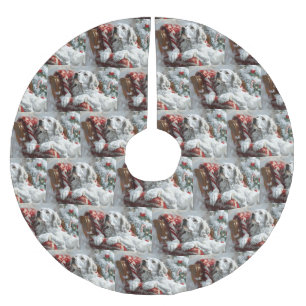 Engelsk Setter Hund Jul Festlig Julgransmatta Borstad Polyester