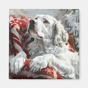Engelsk Setter Hund Jul Festlig Magnet