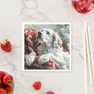 Engelsk Setter Hund Jul Festlig Pappersservett