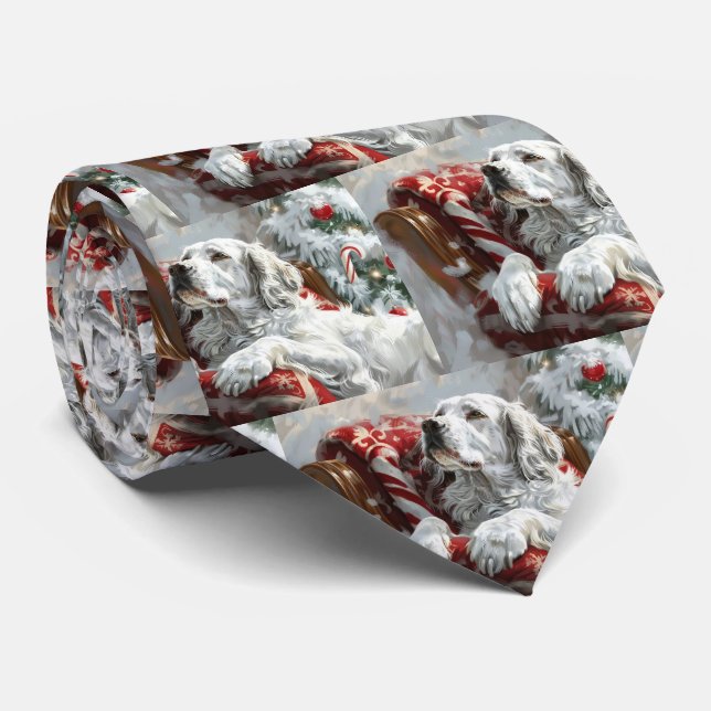 Engelsk Setter Hund Jul Festlig Slips (Rullad)