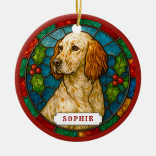 Engelsk Setter Hund Keramisk Cirkulär Ornament