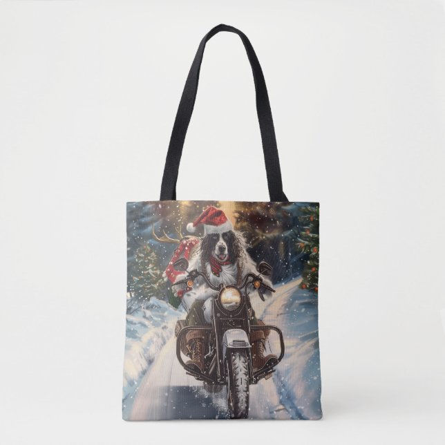 Engelsk Setter Hund Kör Motorcykel Jul Tygkasse (Framsida)