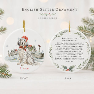 Engelsk Setter Hund Monogram Julgransprydnad Keramik