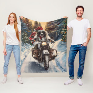 Engelsk Setter Hund Ridning Motorcykel Jul Fleecefilt