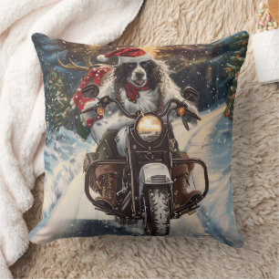 Engelsk Setter Hund Ridning Motorcykel Jul Kudde