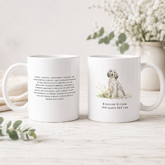 Engelsk Setter Hund Vattenfärg Ras Citat Kaffemugg (Skapare uppladdad)