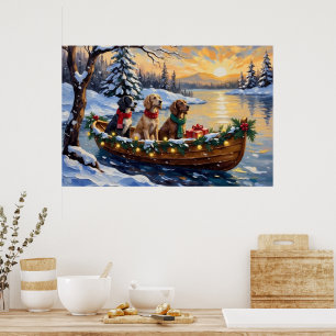 Engelsk Setter Jul Båt Semester Poster