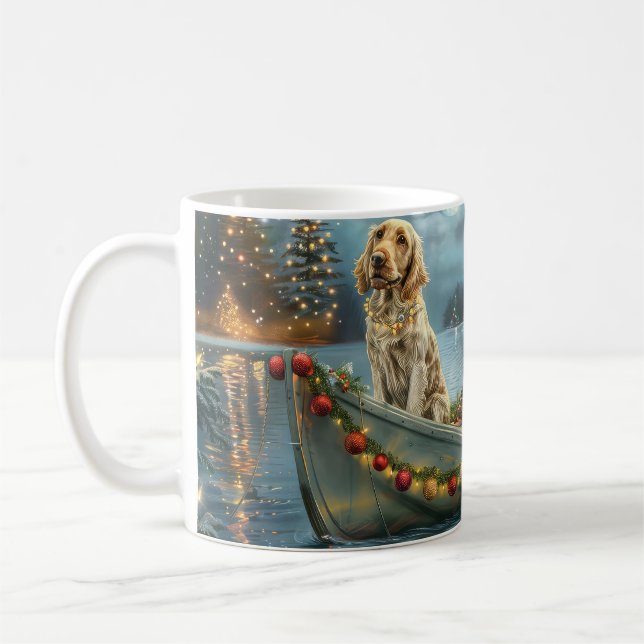 Engelsk Setter Jul Festlig resa Kaffemugg (Vänster)