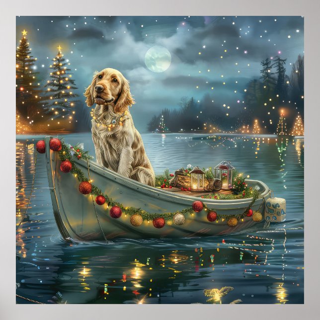 Engelsk Setter Jul Festlig resa  Poster (Framsidan)