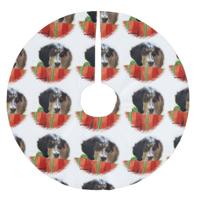 Engelsk Setter Jul Julgransmatta Borstad Polyester (Framsidan)