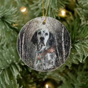 Engelsk Setter Julgransprydnad Keramik