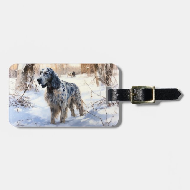 Engelsk Setter Låt Det Snöa Jul Bagagebricka (Horisontell Framsida)
