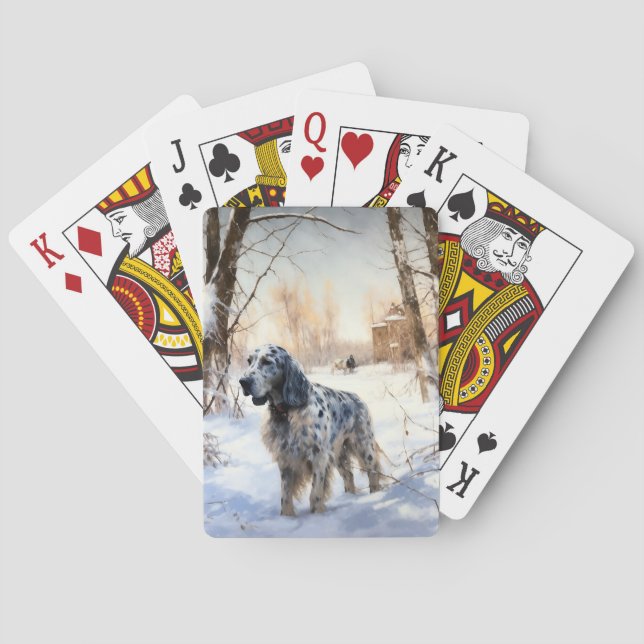 Engelsk Setter Låt Det Snöa Jul Casinokort (Baksidan)