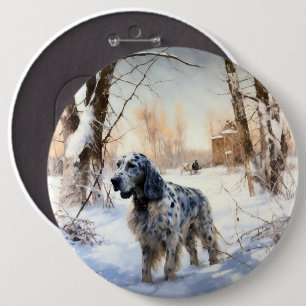 Engelsk Setter Låt det Snöa Jul Knapp