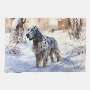 Engelsk Setter Låt det Snöa Jul Kökshandduk