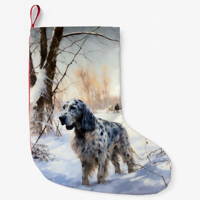 Engelsk Setter Låt Det Snöa Jul Liten Julstrumpa (Framsidan)