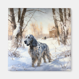 Engelsk Setter Låt det Snöa Jul Magnet