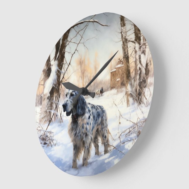 Engelsk Setter Låt Det Snöa Jul Stor Klocka (Vinkel)