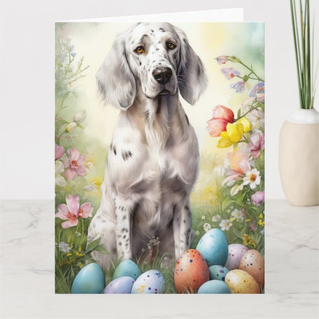 Engelsk Setter med påskägg Kort (Framsida)