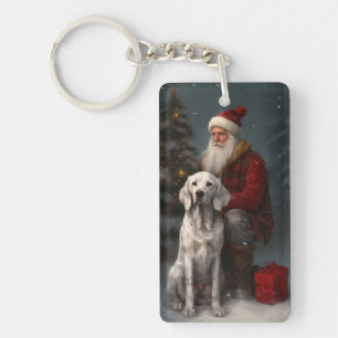 Engelsk Setter Med Tomte Festlig Jul