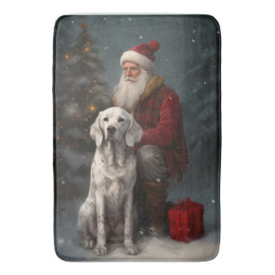 Engelsk Setter Med Tomte Festlig Jul Badrumsmatta