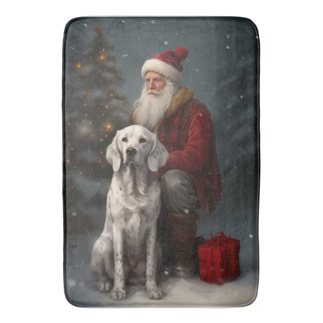 Engelsk Setter Med Tomte Festlig Jul Badrumsmatta (Framsidan (Vertikal))