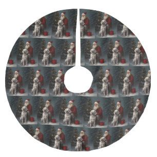 Engelsk Setter Med Tomte Festlig Jul Julgransmatta Borstad Polyester