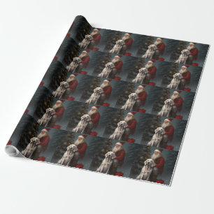 Engelsk Setter Med Tomte Festlig Jul Presentpapper