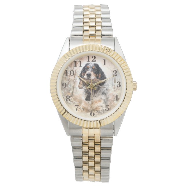 Engelsk Setter, Morkulla Jakt ,Hund Konst Armbandsur (Framsida)