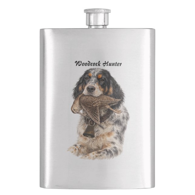 Engelsk Setter, Morkulla Jakt ,Hund Konst Fickplunta (Framsidan)
